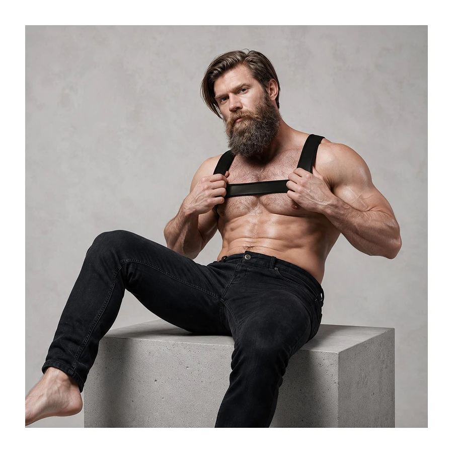 FETISH SUBMISSIVE ATTITUDE - IMBRACATURA PETTO IN NEOPRENE DA UOMO TAGLIA M